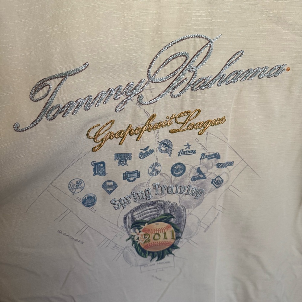 Tommy Bahama Cream Graphic 'Grapefruit League' Spring Training Shirt